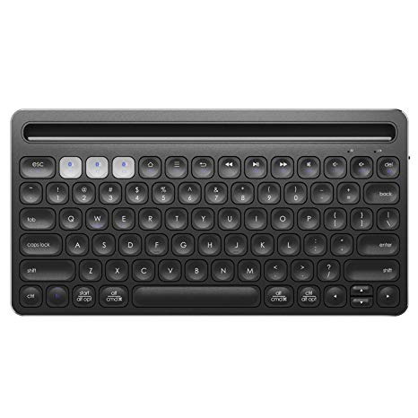 iClever Bluetooth Keyboard - Wireless Keyboard Rechargeable Ergonomic Design, Multi-Device Universal Keyboard Stable Connection Easy-Switch Up to 3 Devices for Mac iPad Tablet Android iOS Windows