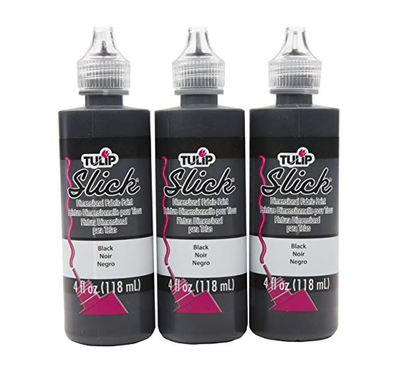 Tulip Bulk Bundle Dimensional Fabric Paint 4 Oz Slick Black 3 Pack,Black