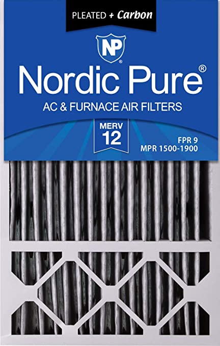 Nordic Pure 16x25x5HPM12C-1 Honeywell Replacement Pleated MERV 12 Plus Carbon Filter (1 Pack), 16x25x5"