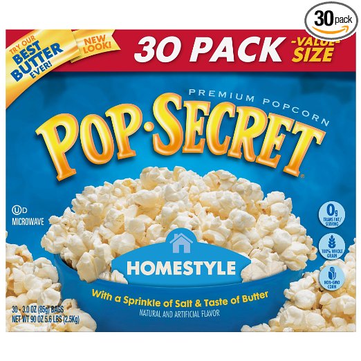 Pop Secret Microwave Popcorn, Homestyle, 30 Count Box (Packaging May Vary)