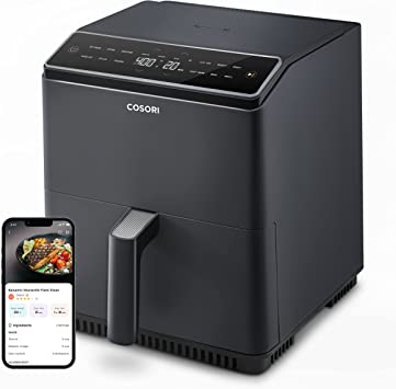 COSORI Air Fryer, 12-in-1, 6.8-Quart, with Dual Blaze Technology, with Crisper Plate, Customizable Functions, Bake, Roast, Broil, Reheat, Keep Warm, Works with Alexa & Google Assistant, WiFi-Dark Grey