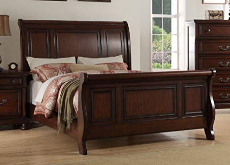 Poundex Nunzia Pine Wood Cal King Bed Sleigh Design