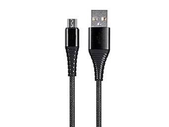 Monoprice USB 2.0 Micro B to Type A Charge & Sync Cable - 1.5 Feet - Black | Nylon-Braid, Durable, Kevlar-Reinforced - AtlasFlex Series