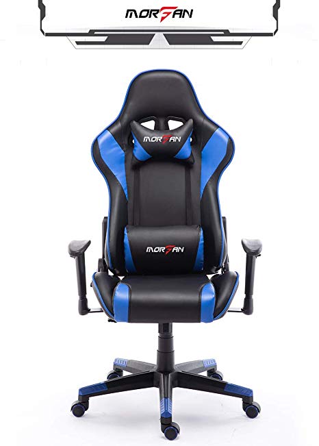Morfan Massage Gamer Chair Racing Style Computrt Office Chair with Rocking Function Fashion F Series (Blue)