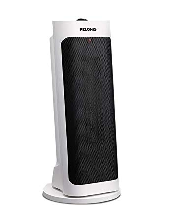 Pelonis PH-19J Pisa Tower Portable Ceramic Space Heater with Wide & 1500W Fast Heating, Programmable Thermostat, Easy Control, Oscillation, Over Heating & Tip-Over Switch Protection Function, White