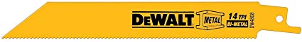 DEWALT DW4808 6-Inch 14 TPI Straight Back Bi-Metal Reciprocating Saw Blade (5-Pack)