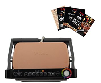 T-fal GC704 OptiGrill Stainless Steel Indoor Electric Grill with Removable and Dishwasher Safe plates,1800-watt, Copper Cream