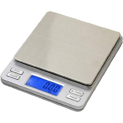 Smart Weigh Smart Weigh Digital Pro Pocket Scale with Back-Lit LCD Display, Tare, Hold and PCS Features, 500 x 0.01g, 2 Lids Included, Silver, SW-TOP500-SIL