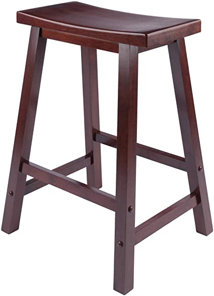 Winsome Wood Saddle Seat 24-Inch Counter Stool, Walnut