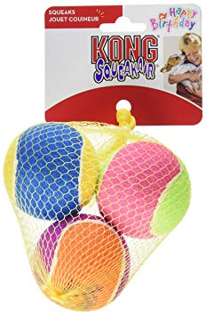 KONG Air Dog Squeakair Birthday Balls Dog Toy, Medium, Colors Vary (3 Balls)