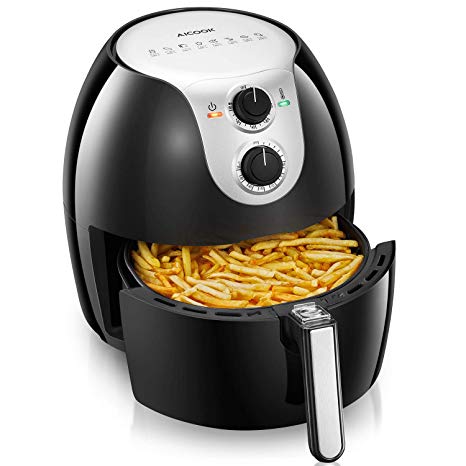 Air Fryer, Aicook 5.5L Large Airfryer, 8-in-1 Programmable Electric Oilless Air Fryer for Good Taste, Crisp, Healthy Foods, with Non Stick Fry Basket, Easy to Clean, Safe Auto Shut Off Feature