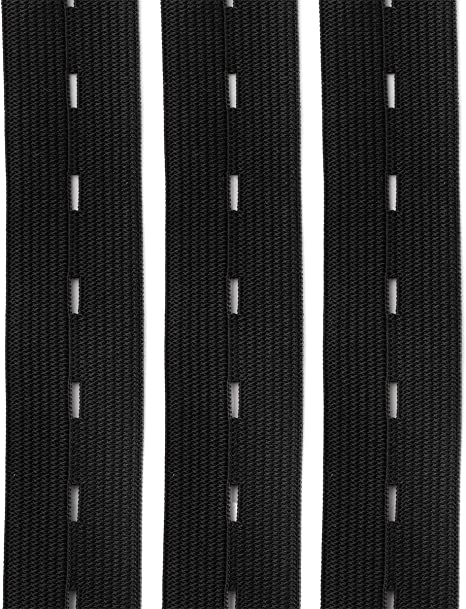 Black & White Elastic Bands with Buttonhole for Trouser Waistbands, Maternity Clothes, Sewing, Knitting, Crafting (16mm, 19mm, 25mm) (Black, 25mm - 1 Metres)