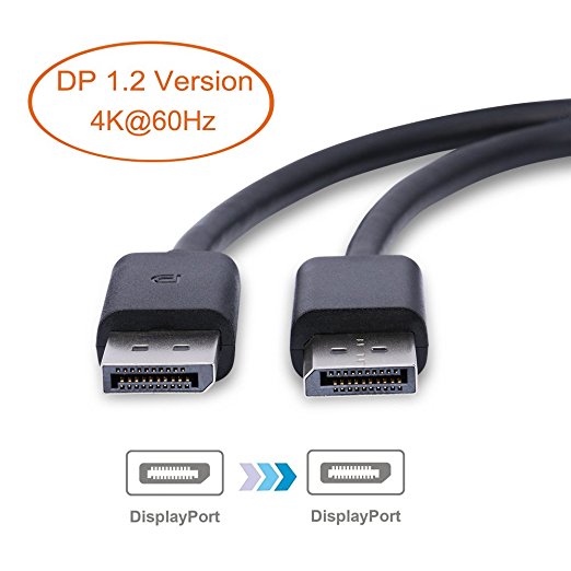 DisplayPort to DisplayPort Cable AllChinaFiber DP 1.2 Cable Male to Male Support 4K@60Hz 6-Feet Black