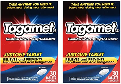 Tagamet Acid Reducer, 200mg Cimetidine Tablets, 30 Count Each (2 Pack)