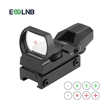 ESSLNB Reflex Sight Red Dot Sight Scope 4 Reticles with 20/22mm Weaver/Picatinny Rail Mount and Cover for Hunting 5 Adjustable Brightness