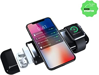 AirALLY 4 in 1 10,000mAh Wireless Powerbank Compatible with Apple Devices - Charge Your iPhone, iPad, AirPods, and Apple Watch with One Mobile Device (Black)