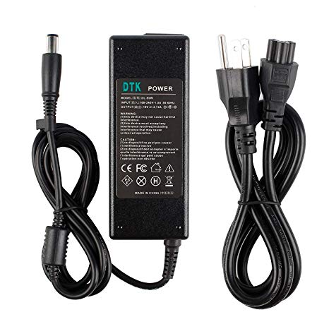 DTK Ac Adapter Laptop Computer Charger/Notebook PC Power Cord Supply Source Plug for HP 384021-001 19V 4.74A 90W (Compatible 18.5V 3.5A) Connector Size: 7.4x5.0mm with pin Inside