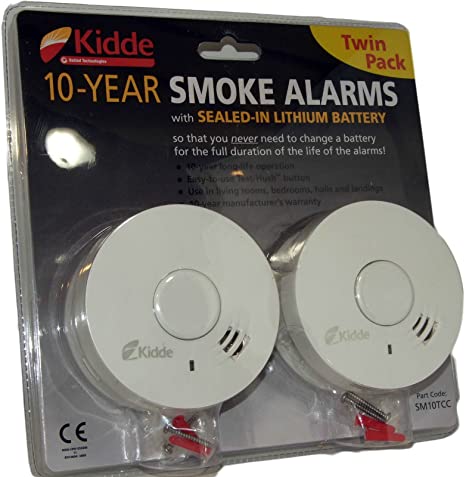 Kidde 233045 Smoke Alarms 2 Pack 10 Year Battery Life
