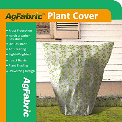 Agfabric Warm Worth Frost Blanket - 0.95 oz Fabric of 39''Hx39''Dia Shrub Jacket, Plant Cover for Frost Protection with Leaves Pattern