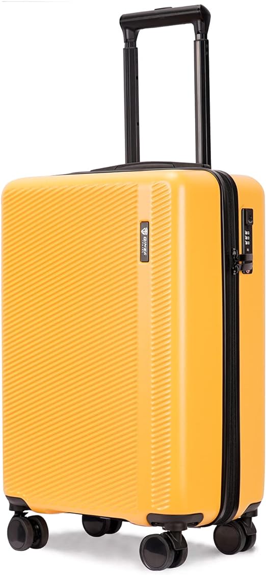 GinzaTravel Lightweight Suitcase ABS Hard Shell Case Suitcases with TSA Lock 4 Wheels Carry-on Hand Luggage for Travel Small(58cm 40L) Yellow