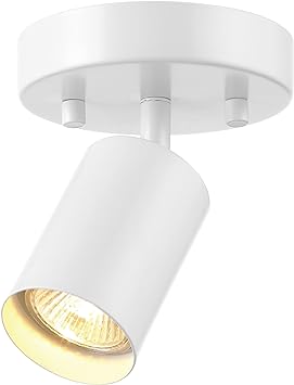 Globe Electric 57499 1-Light Track Lighting Spotlight, Matte White, Track Light Heads, Track Lighting, Track Ceiling Light, Track Lighting Kit, Modern, 1 Bulb Kitchen Light, Ceiling Light Fixture