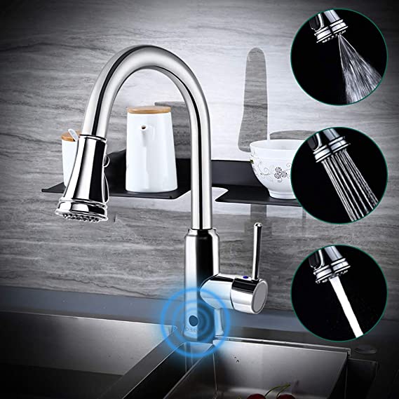 Touchless Kitchen Sink Faucets,Atalawa Kitchen Faucets with Pull Down Sprayer, Motion Sense Wave Faucet High Arc Single-Handle Chrome 1or 3 Hole Deck Mount 3 Modes, Easy to Install, Spot Resist