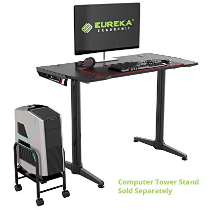 Eureka Ergonomic i1 Gaming Desk - Gaming Style Office Desk, Computer Desk, PC Gaming Desk - Carbon Fiber Texture Desktop
