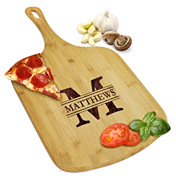 Custom Personalized Pizza Peel Bamboo Wood Paddle Board - Housewarming Pizza Lovers Gift - Engraved for Free