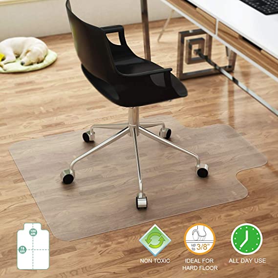 FRUITEAM 30" x 48" Office Chair Mat for Hardwood Floor, Transparent Hard Floor Protector, Desk Chair Mat with Lip, Non-Studded Bottom, BPA and Phthalate Free