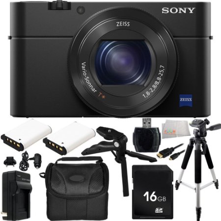 Sony DSC-RX100M IV DSC-RX100 Mark IV DSC-RX100M4 Cybershot Digital Still Camera 16GB Bundle 12PC Accessory Kit Includes 16GB Memory Card   High Speed Memory Card Reader   2 Replacement NP-BX1 Batteries   MORE