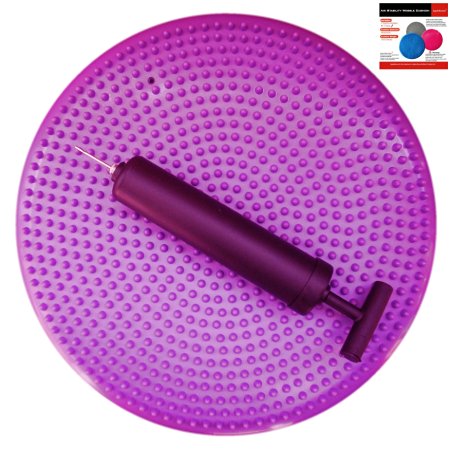 Air Stability Wobble Cushion, Purple, 35cm/14in Diameter, Balance Disc, Pump Included