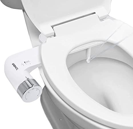 Greenco Slim Bidet Attachment Hot, Warm and Cold Water Bidet Sprayer Toilet Seat, Easy-to-Install, Non-Electric, Adjustable Fresh Water Jet, Stainless Steel Flex Hose, Detailed Instructions Included