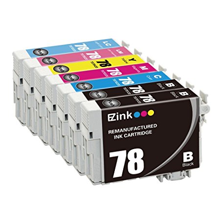 E-Z Ink (TM) Remanufactured Ink Cartridge Replacement for Epson 78 (2 Black, 1 Cyan, 1 Magenta, 1 Yellow, 1 Light Cyan, 1 Light Magenta) 7 Pack for Stylus Photo R260 R280 R380 RX580 RX595 RX680