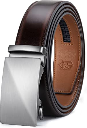 Belt Men,Zitahli Ratchet Belt Dress with 1 3/8" Premium Leather,Slide Belt with Easier Adjustable Automatic Buckle