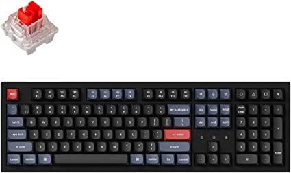 Keychron K10 Pro Wireless QMK/VIA Custom Mechanical Keyboard, Hot-Swappable Full Size 108 Keys White LED Backlit Red Switch PBT Keycaps, Bluetooth/USB-C Wired Gaming Keyboard for Mac Windows