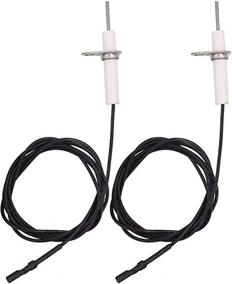 Meter Star 2Pc 38" Ignitor Wire & Ceramic Electrode Assembly Replacement,Ignition Electrode Can DIY Bending for Gas Burner Ceramic Spark Plug Ignition Electrode Replacement