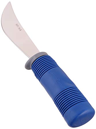 Sammons Preston Comfy Grip Rocker Knife, Dull Stainless Steel Blade with Rubber Handle for Cutting Food Using a Rocking Motion, Grip Knife with Good Grips for Weak Grasp & One Handed Cutting, Flatware