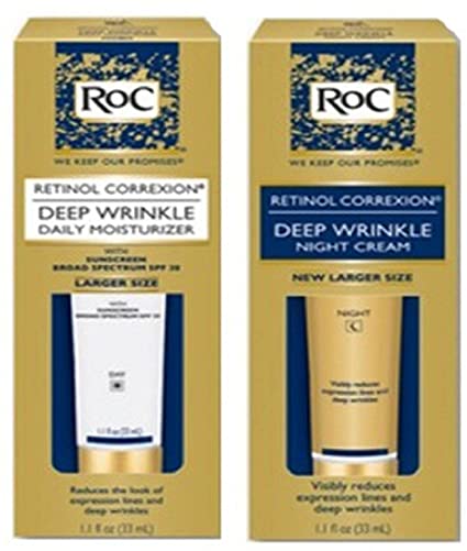 Roc Retinol Correxion Deep Wrinkle Night Cream, and Daily Moisturizer Spf 30 1.1 Fluid Ounces Each Box (Combo Pack)