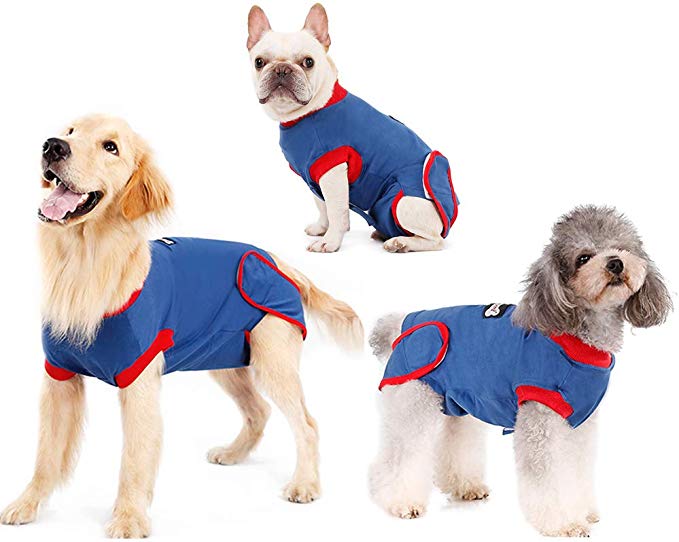 Recovery Suit for Dogs Cats After Surgery, Anti-Licking Male Female Dog Cone E-Collar Alternative Recovery Shirt Breathable Pet Surgical Recovery Snuggly Suit for Pet's Wounds, Bandages, Soft Fabric