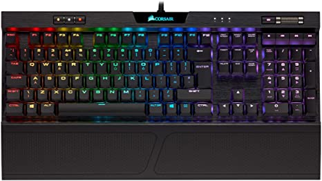 Corsair K70 RGB MK.2 Low Profile Mechanical Gaming Keyboard (Cherry MX Red Switches: Linear and Fast, Per Key Multi-Colour RGB Backlighting, Aluminium Chassis, QWERTY UK Layout) - Black