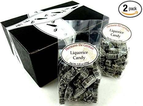 Hermann the German Liquorice Candy, 5.29 oz Bags in a BlackTie Box (Pack of 2)