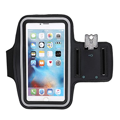 iPhone 6Plus, 6S Plus Sports Armband, L-JUWA(TM) Water Resistant Sweat Proof Sports Armband with Key Holder for iPhone 6 Plus, 6S Plus(5.5-Inch) Good For Hiking,Biking,Walking (Black)