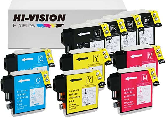 HI-VISION HI-YIELDS Compatible LC-61 LC61 Ink Cartridge Replacement (4 Black, 2 Cyan, 2 Yellow, 2 Magenta, 10-Pack)