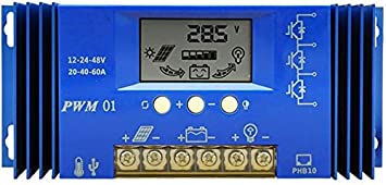 ECO-WORTHY 60A 12V/24V/48V Solar Charge Controller Autoswitch LCD Display Intelligent Solar Panel Battery Regulator…