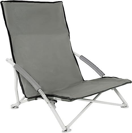 Beach Camping Folding Chairs for Adults with Carry Bag︱Low Profile, Lightweight, Portable Chair for Outdoor Travel, Picnic, BBQ (Color: Grey)