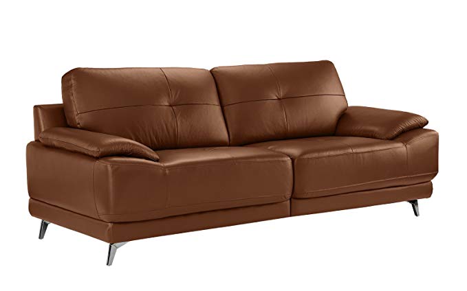 Divano Roma Furniture - Modern Living Room Leather Sofa (Camel)