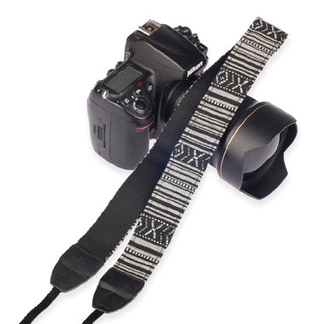 Eggsnow Camera Shoulder Neck Strap Vintage Anti-slip Belt for All DSLR Camera(Nikon Canon Sony Pentax etc) - Strip Black White