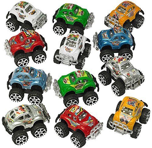 Prextex 12 Pull Back Cars Stocking Stuffers Deluxe Monster Pull back Cars , (Includes 12 Monster Pullback Cars Unique design best stocking stuffers toys for boys)
