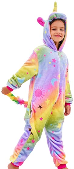 Girls Unicorn Pajamas Onesie, Animal Costume for Kids