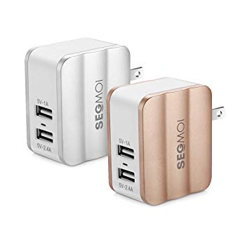 USB Wall Charger, 2-Pack 5V/2.4 and Foldable Plug Dual Port Wall Charger Brick Power Adapter Charging Block Cube Box Replacement for iPhone XR XS Max X 8 7 6 6s Plus 5 5s 5c SE iPad 4 Air Pro Mini